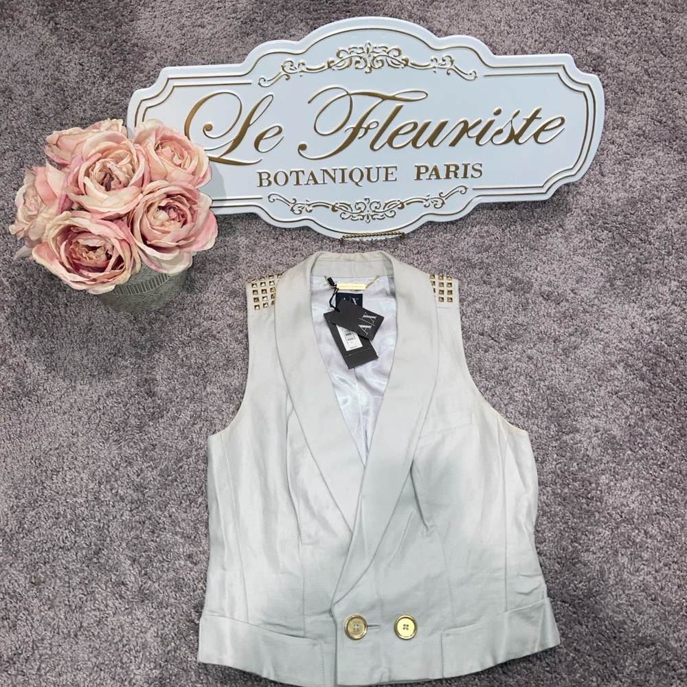 A/X Armani Exchange Light Gray Sleeveless Blazer Top